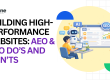 AI-powered SEO optimization dashboard with robot assistant helping analyze website performance and search rankings